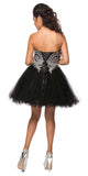 Black/Silver Sweetheart Neckline Poofy Short Prom Dress Strapless