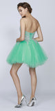 Jade/Silver Sweetheart Neckline Poofy Short Prom Dress Strapless