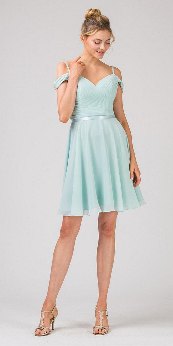 Cold-Shoulder Short Homecoming Dress Mint