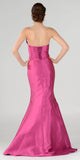 Poly USA 7674 Coral Lace Up Back Strapless Mermaid Prom Dress Long Back View
