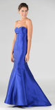 Royal Blue Lace Up Back Strapless Mermaid Prom Dress Long