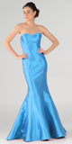 Turquoise Lace Up Back Strapless Mermaid Prom Dress Long