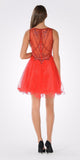 Sleeveless Tulle Skirt Embellished Bodice Damas Dress Short Red