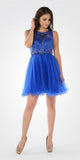 Sleeveless Tulle Skirt Embellished Bodice Damas Dress Short Royal Blue