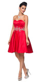 Juliet 769 Red Embellished Waist Short Homecoming Dress Strapless