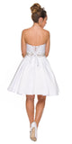 Juliet 769 White Embellished Waist Short Homecoming Dress Strapless