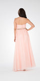Blush Strapless Embellished Waist A-line Prom Dress Long