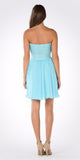 Strapless Embellished Bodice A-line Chiffon Short Party Dress Aqua