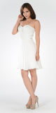 Strapless Embellished Bodice A-line Chiffon Short Party Dress Off White