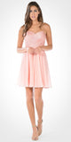Strapless Embellished Bodice A-line Chiffon Short Party Dress Pink