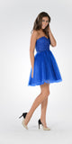 Poly USA 7718 - Lace Bodice Tulle Skirt A-line Homecoming Dress Strapless Cobalt