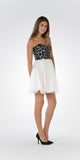 Poly USA 7718 - Lace Bodice Tulle Skirt A-line Homecoming Dress Strapless Black/White