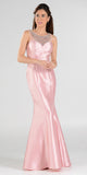 Blush Illusion Beaded Neckline Long Mermaid Prom Dress Mikado