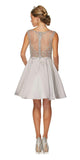 Illusion Neck Embellished Homecoming Dress Silver