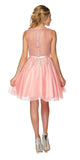 Sequins Embellished Bodice Illusion Short Prom Dress Blush