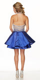 Two-Piece Short Prom Dress Halter Embellished Bodice Royal Blue