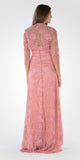 Illusion Lace V-Shape Back A-line Gown with Mid Sleeves Bolero Dusty Rose