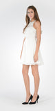 Lace Top Racer Cut Out Back Chiffon Skirt Short Party Dress Off White