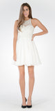 Lace Top Racer Cut Out Back Chiffon Skirt Short Party Dress Off White