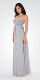 Sweetheart Strapless Ruched Bodice Lace Up Back Long Bridesmaids Dress Gray