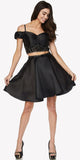 Black Cold Shoulder Two-Piece Embellished Homecoming Short Dress