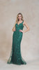 Juliet 294 Long Butterfly Appliques Low V-Neck Prom Dress