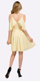 Yellow Short Party Dress Cold Shoulder with Flutter Sleeves