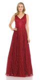 Burgundy Glittery Long Prom Dress with Open V-Back