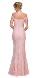 Lace Off-the-Shoulder Long Formal Dress Dusty Pink