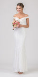 Eureka Fashion 8030 Lace Off-the-Shoulder Long Formal Dress Ivory