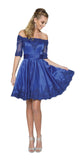 Royal Blue Homecoming Short Dress Off-Shoulder with Appliques