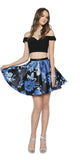 Two-Piece Short Party Dress Print Skirt Off-Shoulder Royal Blue