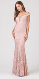 Eureka Fashion 8050 Dusty Pink Mermaid Style Long Formal Dress Off Shoulder