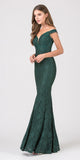 Eureka Fashion 8050 Hunter Green Mermaid Style Long Formal Dress Off Shoulder