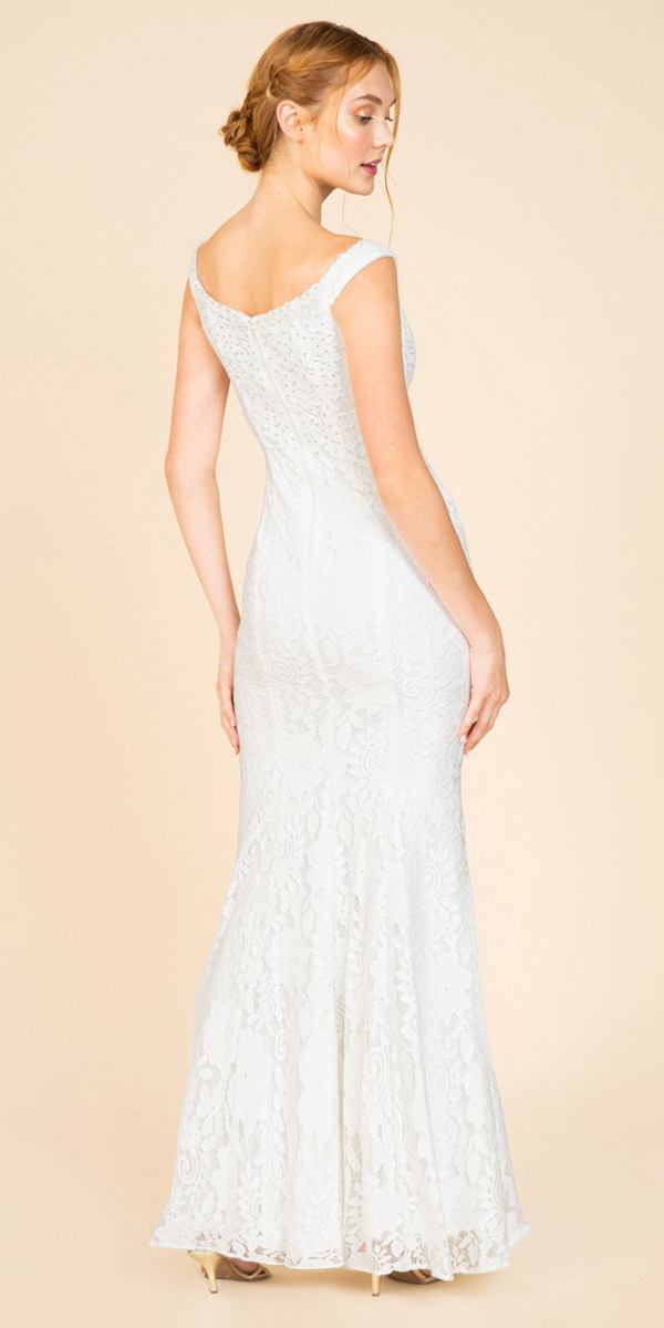 Eureka Fashion 8050 Off White Mermaid Style Long Formal Dress Off Shoulder
