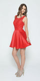 Red Homecoming Short Dress Lace-Up Back Satin Skirt