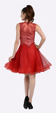 Embroidered Top Knee Length Homecoming Dress Burgundy