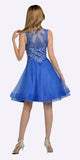 Embroidered Top Knee Length Homecoming Dress Royal Blue