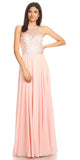 Dusty Pink Halter A-line Long Formal Dress Lace Appliqued Bodice 