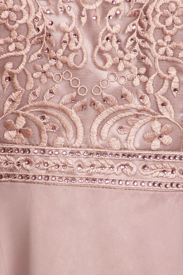 Mocha Halter A-line Long Formal Dress Lace Appliqued Bodice 