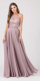 Eureka Fashion 8111 Mocha Halter A-line Long Formal Dress Lace Appliqued Bodice 