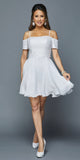 Juliet 814 White Homecoming Short Dress with Cold-Shoulder