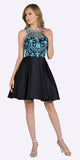 Embroidered Illusion Bodice Homecoming Short Dress Teal