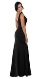 V-Neck and Back Black Evening Gown Sleeveless
