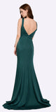 Poly USA 8152 V-Neck and Back Green Evening Gown Sleeveless