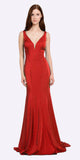 Poly USA 8152 V-Neck and Back Red Evening Gown Sleeveless