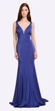 Poly USA 8152 V-Neck and Back Royal Blue Evening Gown Sleeveless