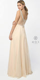 Nox Anabel 8155 Formal A Line Prom Gown Nude Chiffon A Line Bateau Neck