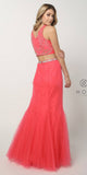 Nox Anabel 8156 Hot Trend Two Piece Prom Gown Watermelon Mermaid Tulle Skirt