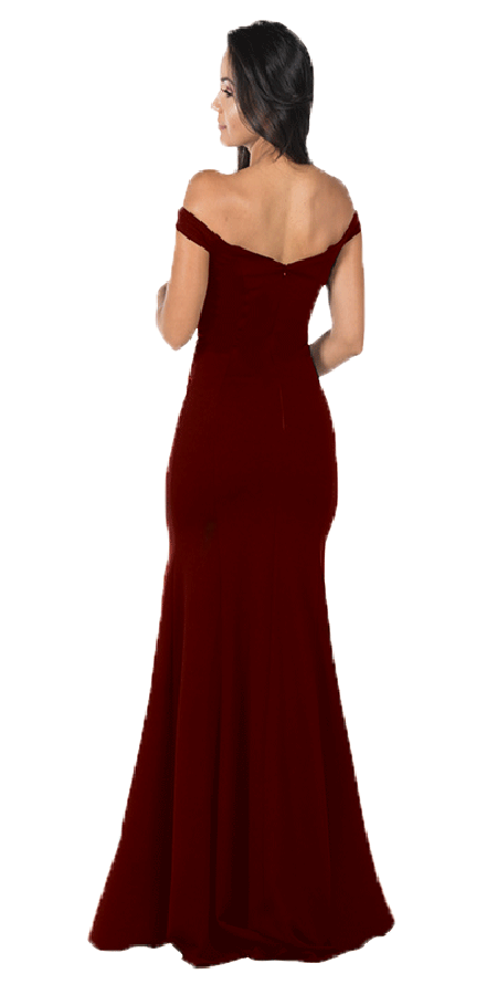 Burgundy Off-the-Shoulder Mermaid Long Prom Dress